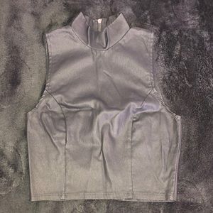 Leather crop top with back zipper